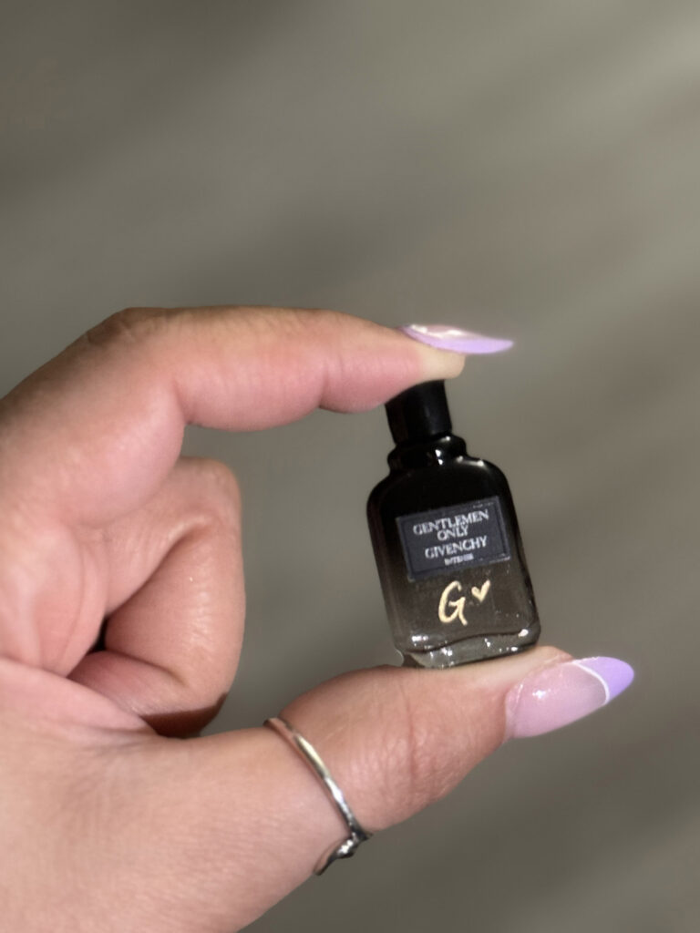 Engraved men’s Givenchy Gentlemen Only fragrance by KeeKee Creates with initials.