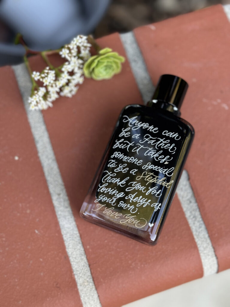 Engraved black bottle with heartfelt message by KeeKee Creates.