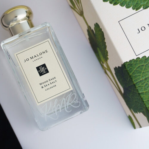 Engraved Jo Malone Wood Sage and Sea Salt perfume bottle by KeeKee Creates with elegant initials.